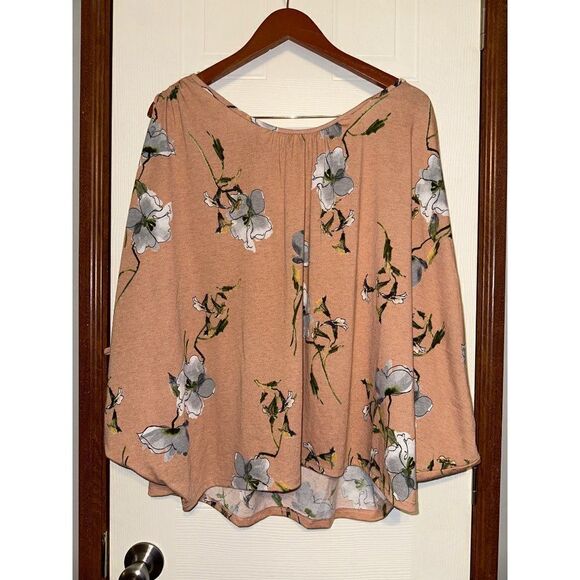 NWT Easel Rust Floral Dolman / Open Sleeve Top Size Small - Picture 1 of 13